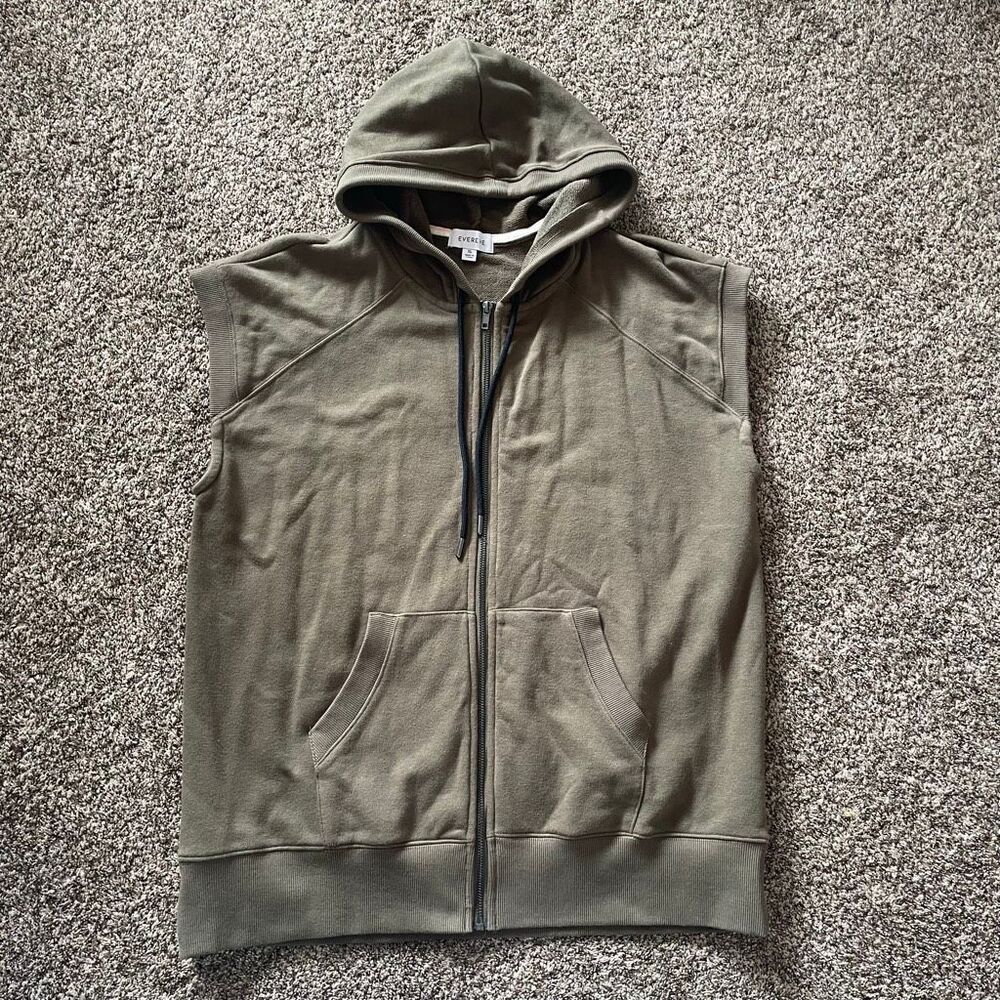 Evereve green sleeveless zip up hoodie vest womens size XL